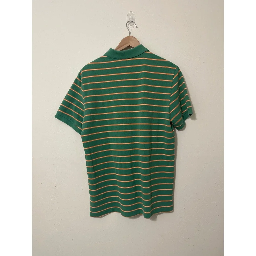 J. Crew Mens Green Stripe Short Sleeve Polo Casual Golf Tennis‎ Shirt Medium